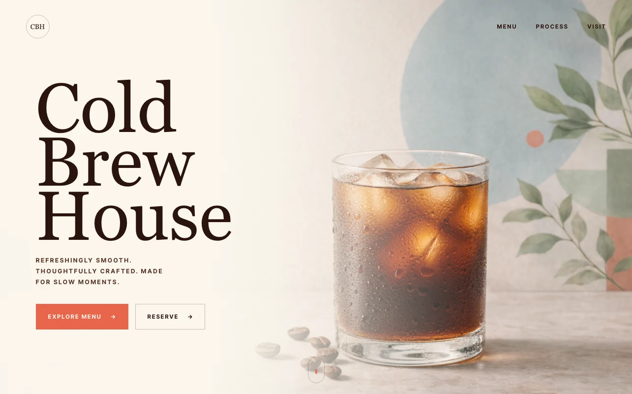 Cold Brew House 冷萃咖啡页 案例截图